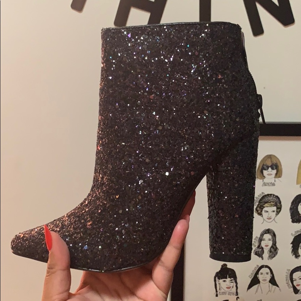 Aldo black glitter booties